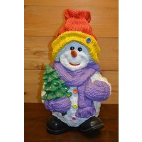 thumb-Polyester sneeuwman met rode ijsmuts – Winter decoratie beeldje-1