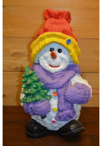 Polyester sneeuwman met rode ijsmuts 