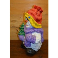 thumb-Polyester sneeuwman met rode ijsmuts – Winter decoratie beeldje-2