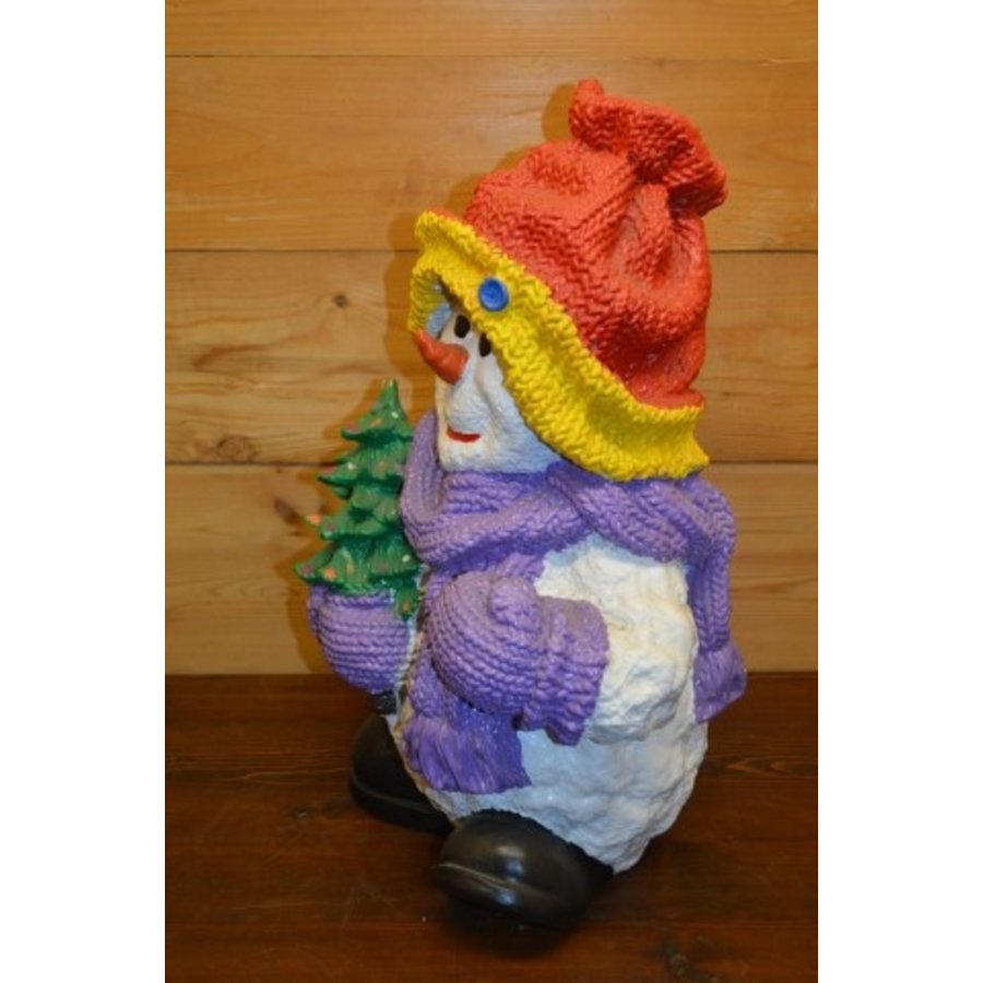 Polyester sneeuwman met rode ijsmuts – Winter decoratie beeldje-2