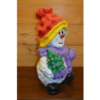 thumb-Polyester sneeuwman met rode ijsmuts – Winter decoratie beeldje-3