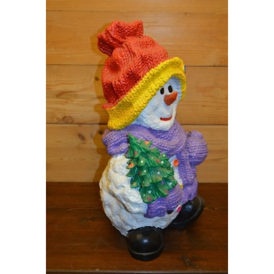 Polyester sneeuwman met rode ijsmuts – Winter decoratie beeldje-3