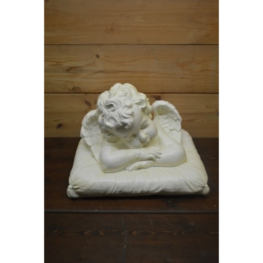 Slapende engel op kussen – gedetailleerd polyester beeld voor binnen en buiten-1