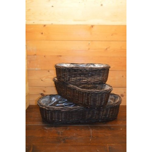 Set van 3 wilgentenen plantenbakken 