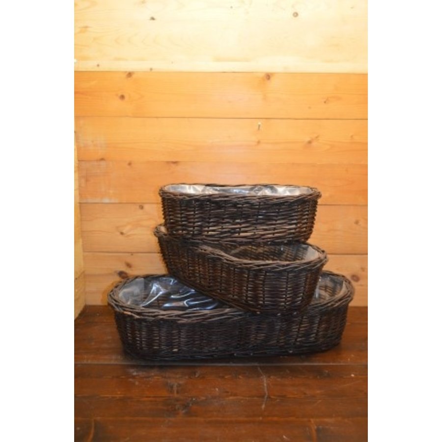 Set van 3 handgevlochten wilgentenen plantenbakken – Ronde hoeken, decoratief voor binnen en buiten-1