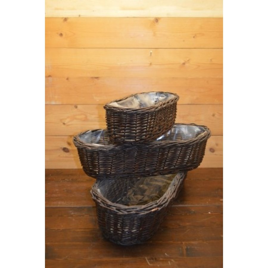 Set van 3 handgevlochten wilgentenen plantenbakken – Ronde hoeken, decoratief voor binnen en buiten-2