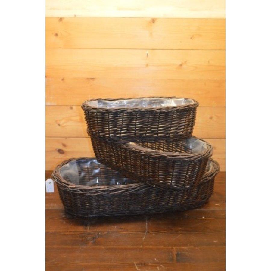 Set van 3 handgevlochten wilgentenen plantenbakken – Ronde hoeken, decoratief voor binnen en buiten-3