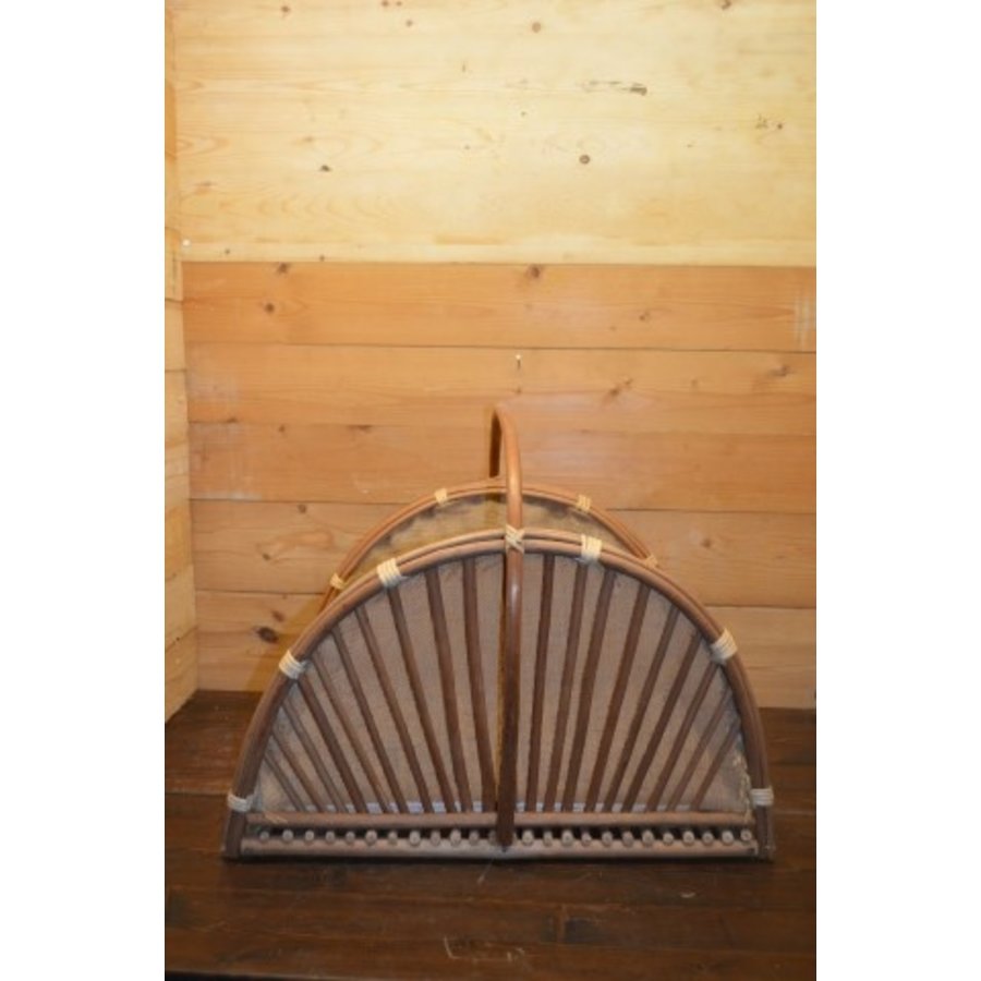 Art deco model krantenmand van wilgentenen – Decoratieve lectuurbak met jute voering-1