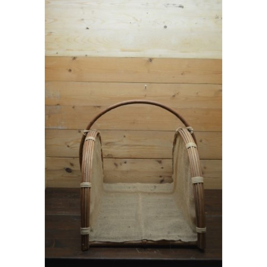 Art deco model krantenmand van wilgentenen – Decoratieve lectuurbak met jute voering-2