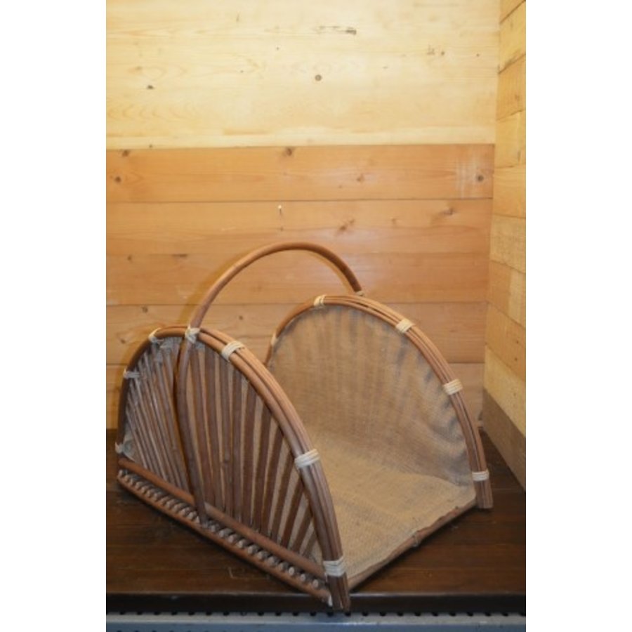 Art deco model krantenmand van wilgentenen – Decoratieve lectuurbak met jute voering-3