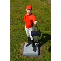thumb-Grote jockey ruiter met lantaarn – Tuinbeeld van polyester-2