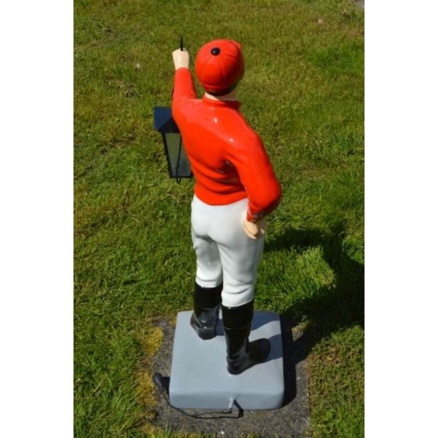 Grote jockey ruiter met lantaarn – Tuinbeeld van polyester-4