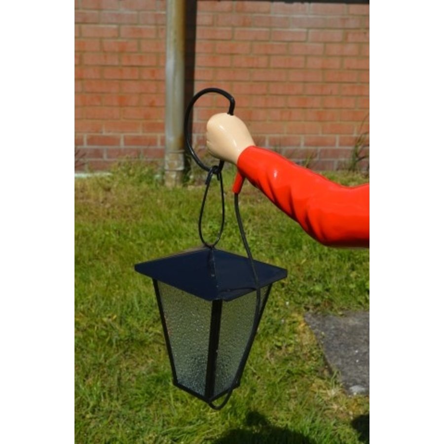 Grote jockey ruiter met lantaarn – Tuinbeeld van polyester-6