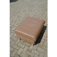 thumb-Bruine leren hocker van Montel – Voetenbankje of zitkrukje-1