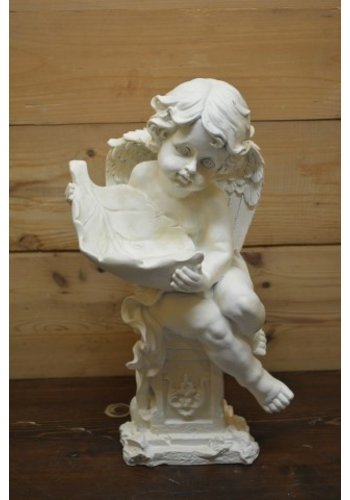 Polyester tuinbeeld engel op pilaar 