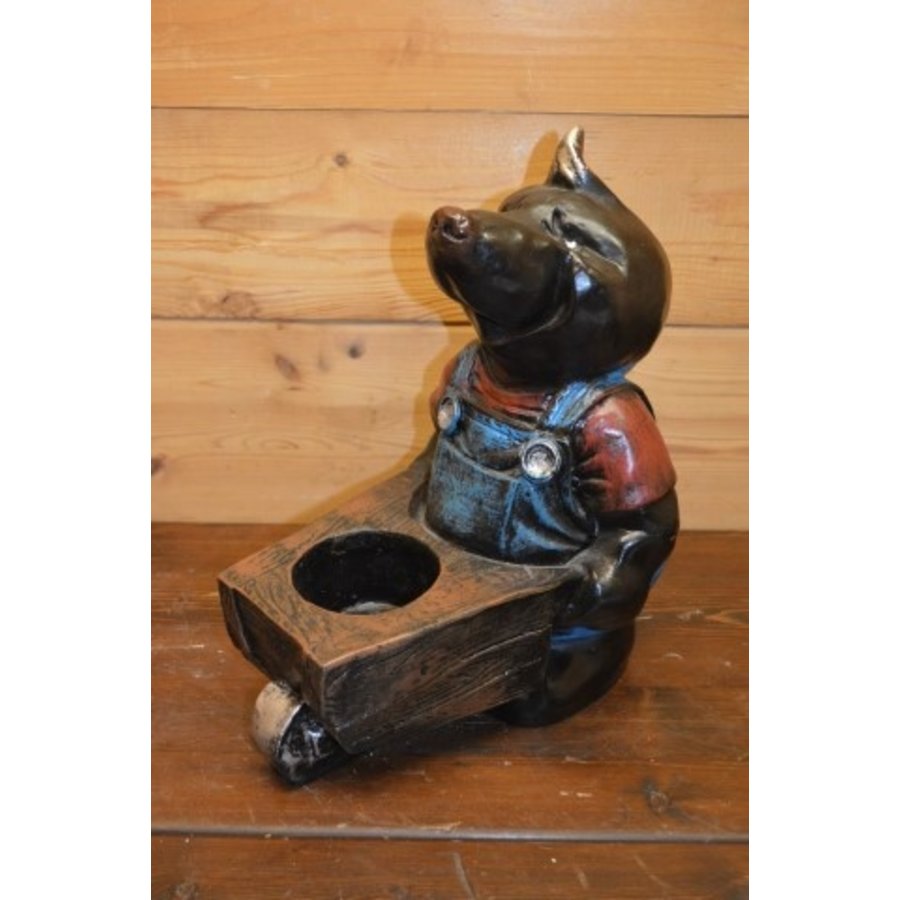 Ludiek molletje met kruiwagen – Polyester plantenbakje en decoratie-1