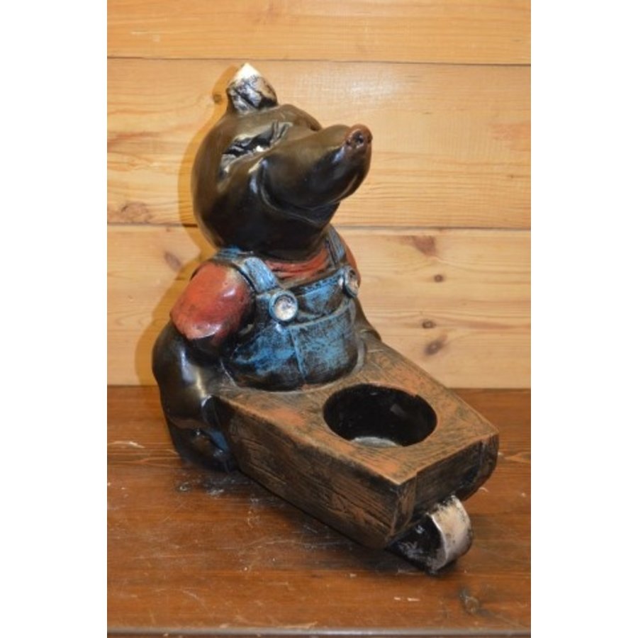 Ludiek molletje met kruiwagen – Polyester plantenbakje en decoratie-2