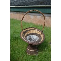 thumb-Grote tweekleurige bloemenmand met handvat – Vlechtwerk van wilgentenen-1