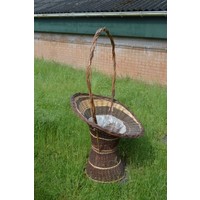 thumb-Grote tweekleurige bloemenmand met handvat – Vlechtwerk van wilgentenen-2