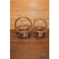 thumb-Gevlochten rieten mandjes met beschilderde eieren – Set van 2-1