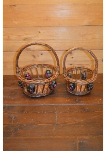 Set van 2 gevlochten rieten eiermandjes 