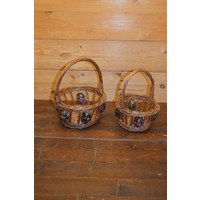 thumb-Gevlochten rieten mandjes met beschilderde eieren – Set van 2-2