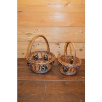 thumb-Gevlochten rieten mandjes met beschilderde eieren – Set van 2-3