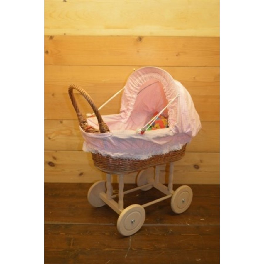 Gevlochten wilgentenen poppenwagen – Ambachtelijk kinderspeelgoed-3
