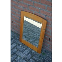 thumb-Oude facet geslepen spiegel met grenen lijst – Wanddecoratie-2