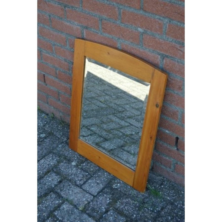 Oude facet geslepen spiegel met grenen lijst – Wanddecoratie-2