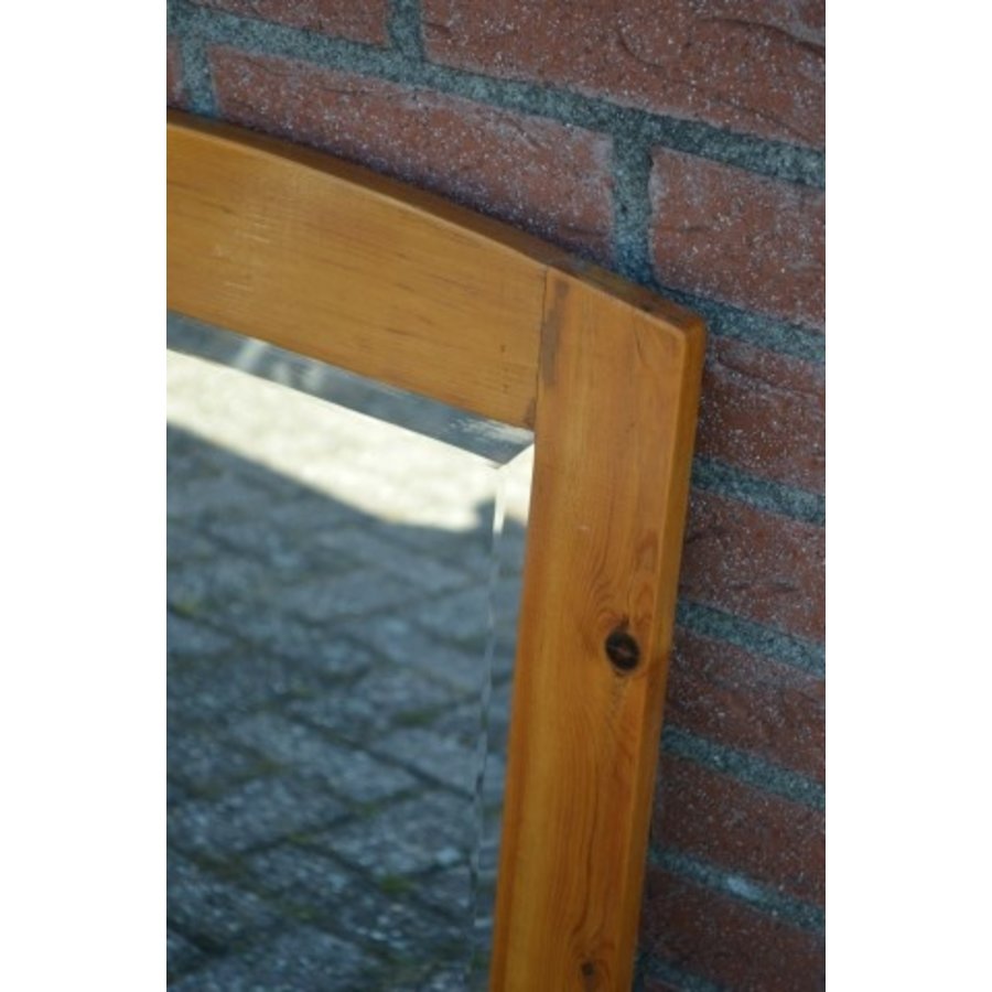 Oude facet geslepen spiegel met grenen lijst – Wanddecoratie-3