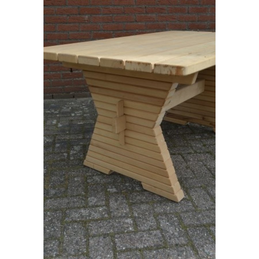 Grote houten tuintafel – Rechthoekig, robuust en onbehandeld-2