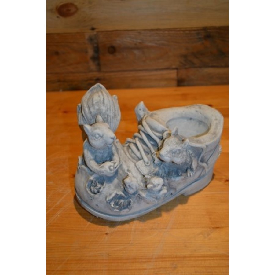 Plantenbakje van beton met eekhoorntjes – Decoratief dierenbeeld-1