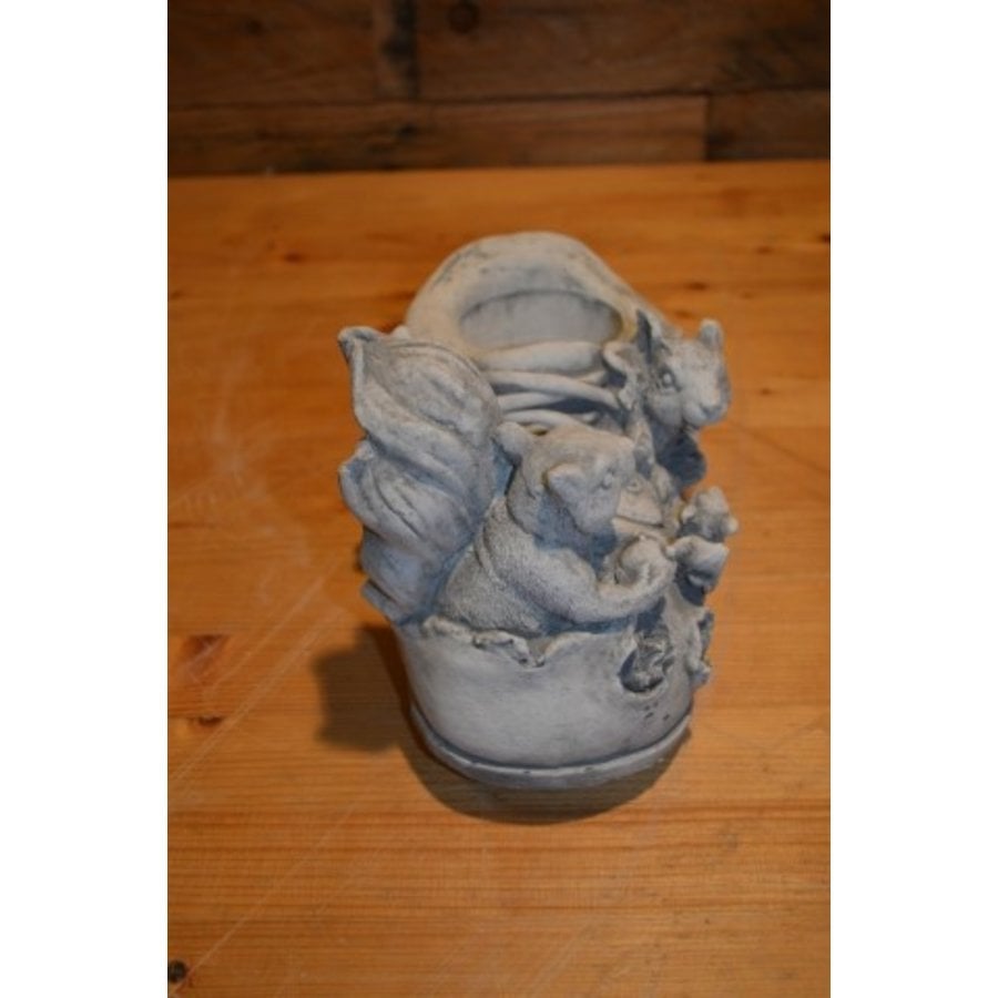 Plantenbakje van beton met eekhoorntjes – Decoratief dierenbeeld-2