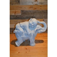 thumb-Betonnen beeld van jonge Shaolin monnik slapend op olifant voor tuin of interieur-1