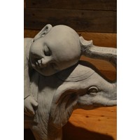 thumb-Betonnen beeld van jonge Shaolin monnik slapend op olifant voor tuin of interieur-5