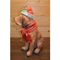 thumb-Polyester beeld van een kerst Labrador hond met muts en das voor binnen en buiten-2