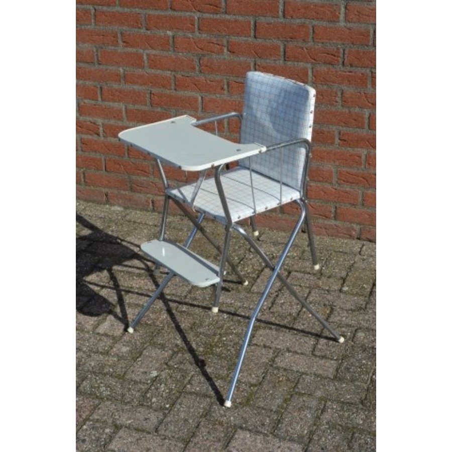 Vintage kinderstoel met chromen onderstel-2
