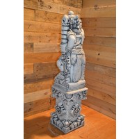 thumb-Betonnen Balinese tempelwachter op zuil met wapen links-4