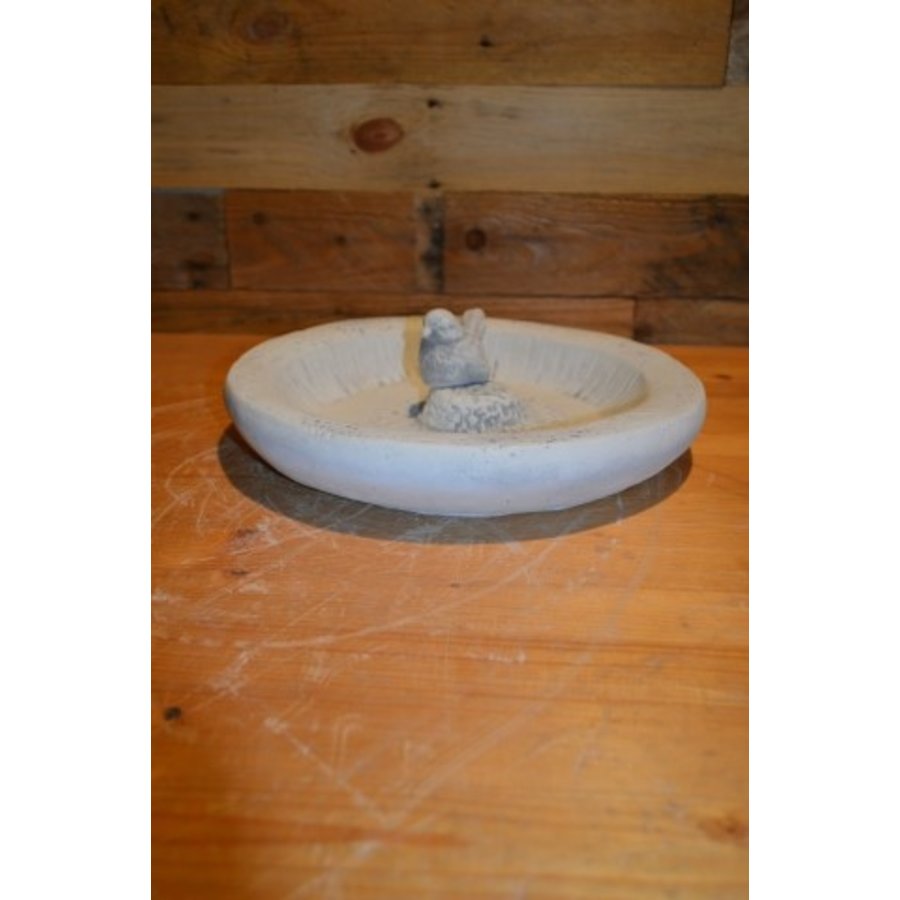 Betonnen waterbakje met vogeltje in het midden-3
