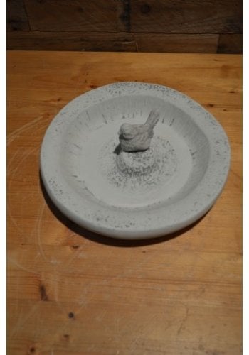 Betonnen beeld waterbakje met vogeltje 