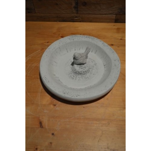 Betonnen beeld waterbakje met vogeltje 