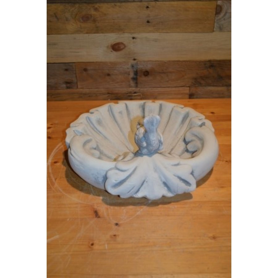 Sierlijke betonnen waterschaal met vogeltje – decoratieve drinkschaal en vogelbad voor de tuin-3