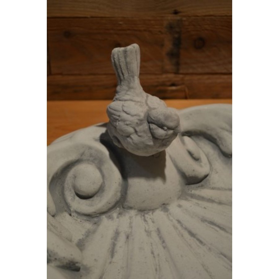 Sierlijke betonnen waterschaal met vogeltje – decoratieve drinkschaal en vogelbad voor de tuin-5