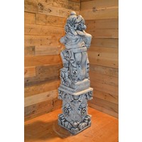 thumb-Balinese tempelwachter met wapen rechts op zuil – betonnen tuinbeeld-4