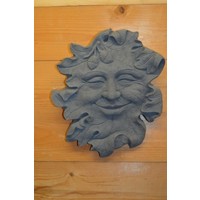 thumb-Eikenblad met gezicht van beton – Vadertje Natuur muurornament voor tuin of schutting-2