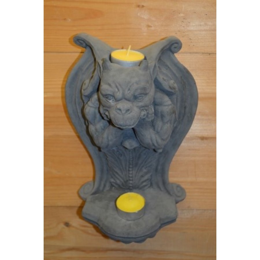 Gotische waterspuwer van beton – Gargouille muuraltaartje met waxinelichtjes-4