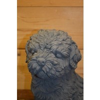 thumb-Betonnen beeld van een zittende Boomer of Shih Tzu hond-2