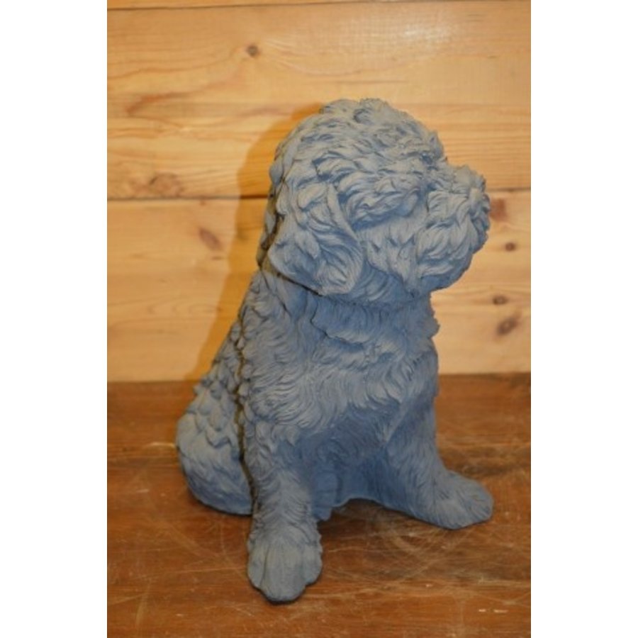 Betonnen beeld van een zittende Boomer of Shih Tzu hond-4