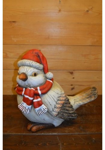 Winterse mus met muts en das 